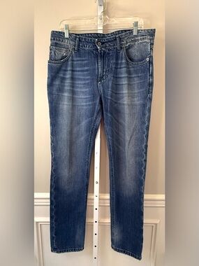 Eidos Men's Straight Leg Jeans Medium Wash Faded Whiskered